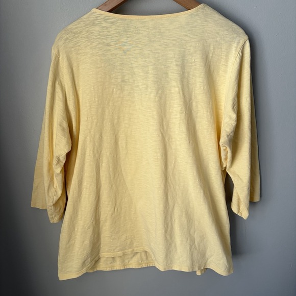 Coldwater Creek Womens Butter Yellow 3/4 Sleeve Round Neck Pullover Blouse Sz 1X - Picture 5 of 9